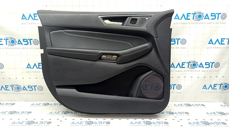 Door trim card front left Ford Edge 19-23 black Titanium, insert and armrest black leather, white stitching, for Bang & Olufsen music, for seat memory