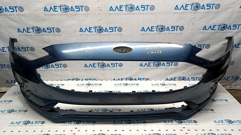 Front bumper bare Ford Fusion mk5 19-20 without parking sensors and towing hook, blue FT, rubbed