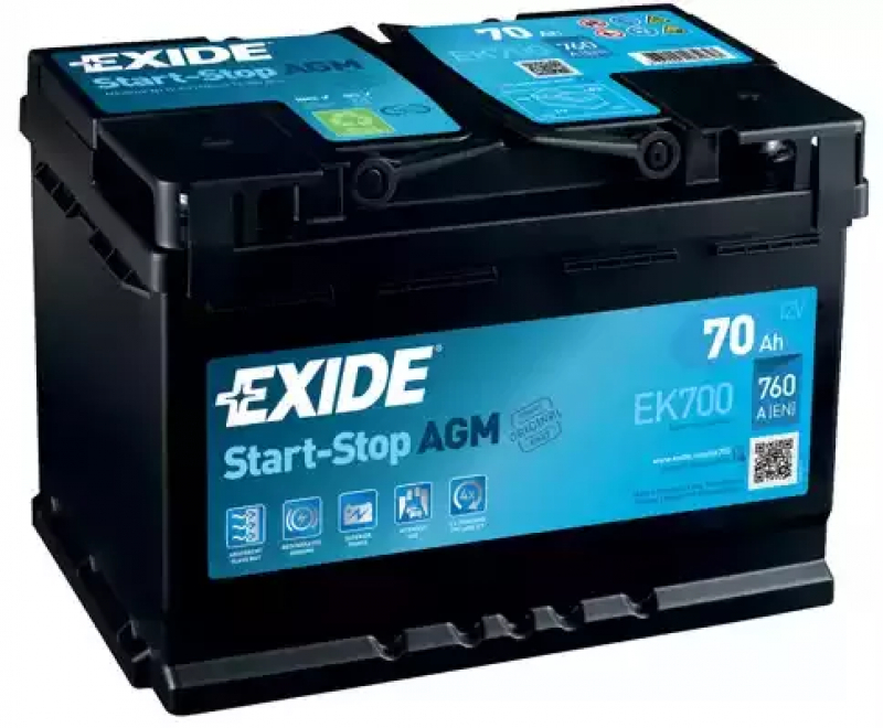 Battery 12v HYUNDAI SONATA 20- 70Ah 760A Euro AGM +-Reverse EXIDE