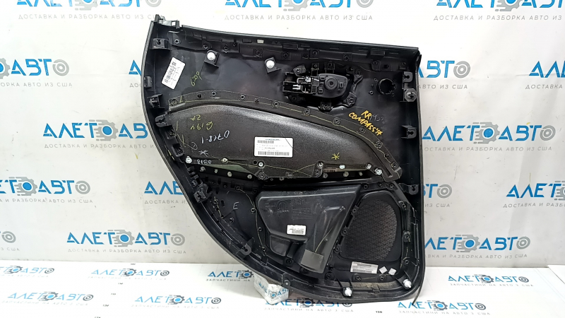 Door trim card rear right Jeep Compass 17- black, beats, black leather insert, black leather armrest, black stitching