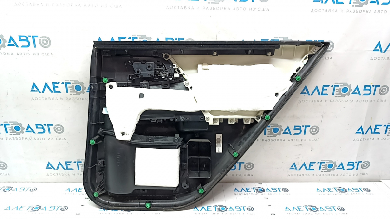 Door trim card rear left Honda Accord 13-17 black with black insert leather, armrest leather, scratches