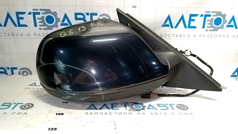Side mirror right Audi Q5 8R 09-17 15 pins, auto-dimming, turn signal, blue LX5R, worn