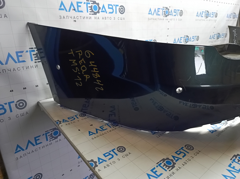 Rear bumper bare Tesla Model S 12-15 pre-rest for 6 parking sensors, green PMSG, cracked mount