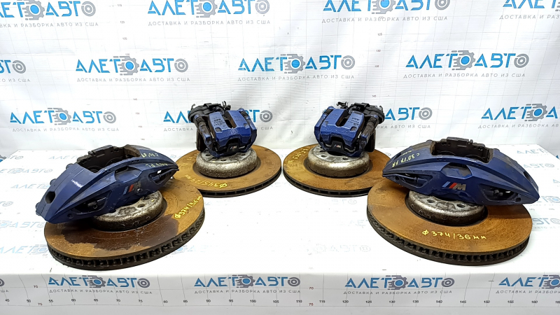 Set of calipers with brake discs BMW 5 G30 17-23 4.4T, blue, 374/36mm, 345/24mm