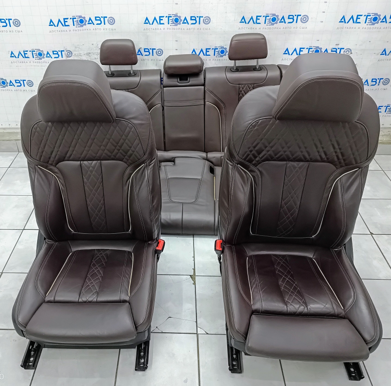 Complete set of seats BMW 5 G30 17-23 with airbag, electric, heated, memory, dark brown leather, Comfort, scratches, bumps