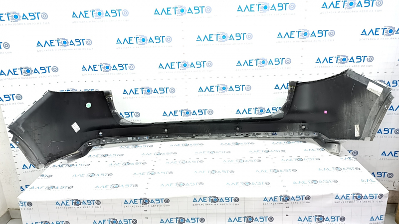 Bare rear bumper Lincoln Nautilus 19-23 for parking sensors, beige, torn, cracks, missing fragment, broken fasteners, scratches