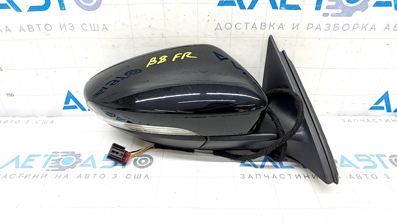 Side mirror right VW Passat b8 16-19 USA 5 pins, turn signal, black, scratch