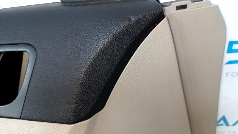 Door trim card front left Kia Optima 11-15 beige, with beige insert cloth, wood trim, Infinity, leather armrest, scratches, dents, for cleaning