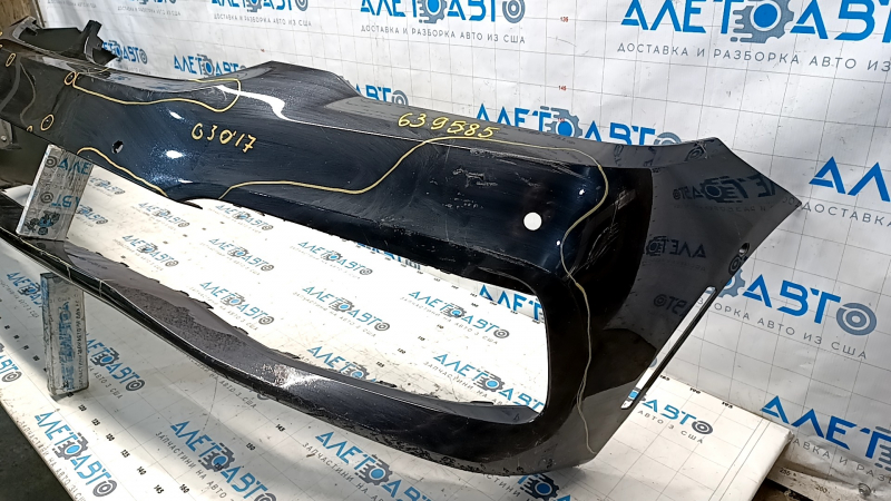 Bare front bumper BMW 5 G30 17-20 for parking sensors, black, burned, broken fasteners, scratches, non-factory holes