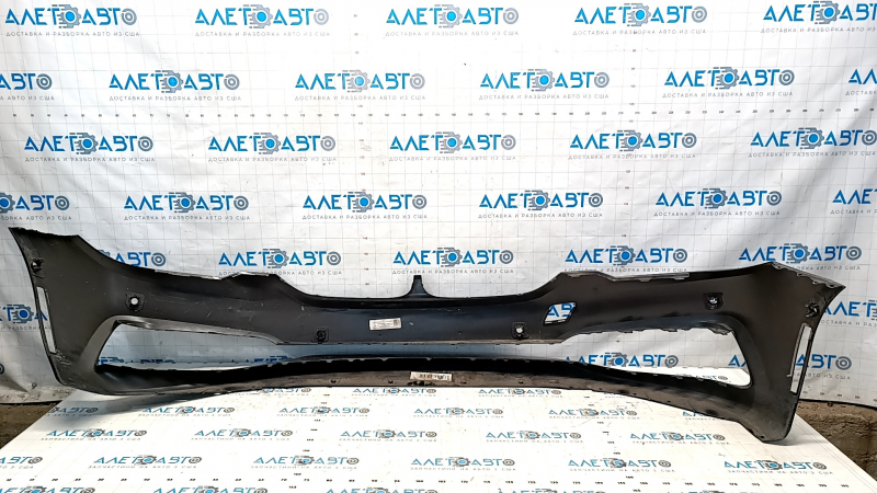 Bare front bumper BMW 5 G30 17-20 for parking sensors, black, burned, broken fasteners, scratches, non-factory holes