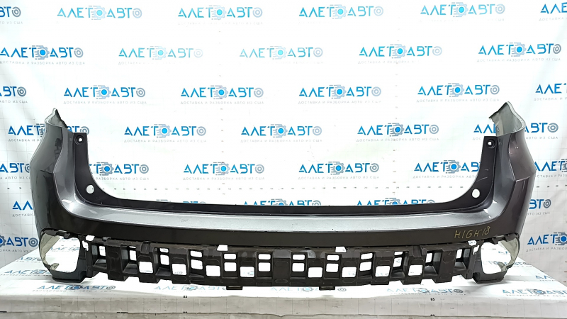 Rear bumper bare Toyota Highlander 14-19 without parking sensors, graphite
