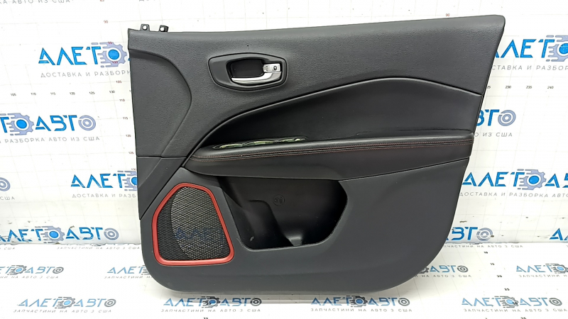 Door trim card front right Jeep Compass 17-21 leather black with red stitching, Trailhawk, scratches, bumps