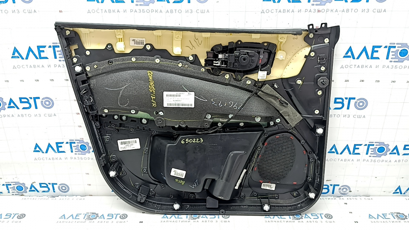 Door trim card front right Jeep Compass 17-21 leather black with red stitching, Trailhawk, scratches, bumps