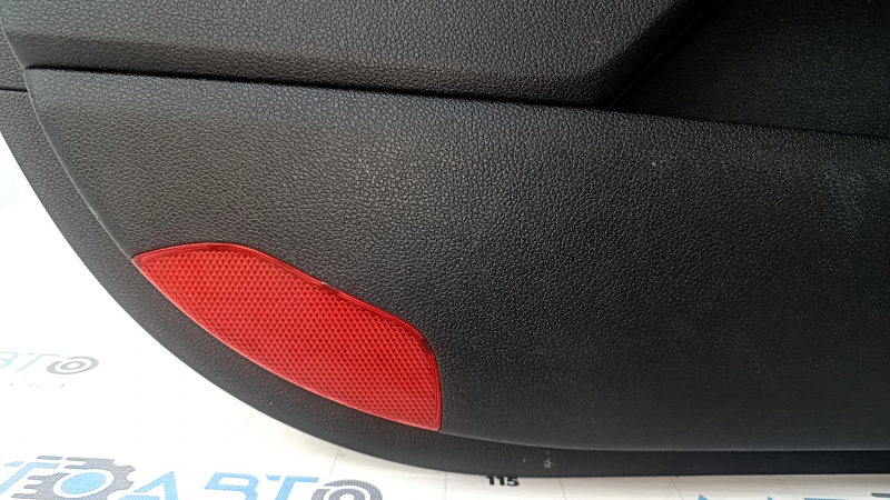 Door trim card front left Kia Optima 16- black, with black insert leather, armrest leather, scratches, dents, bumps, abrasions, crack in fastening, broken fastening