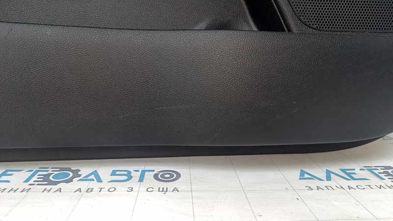 Door trim card front left Kia Optima 16- black, with black insert leather, armrest leather, scratches, dents, bumps, abrasions, crack in fastening, broken fastening