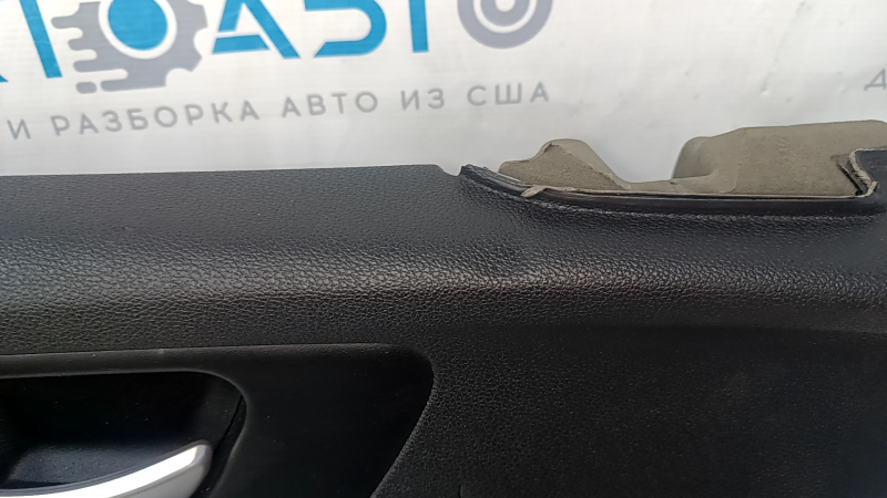 Door trim card front left Kia Optima 16- black, with black insert leather, armrest leather, scratches, dents, bumps, abrasions, crack in fastening, broken fastening