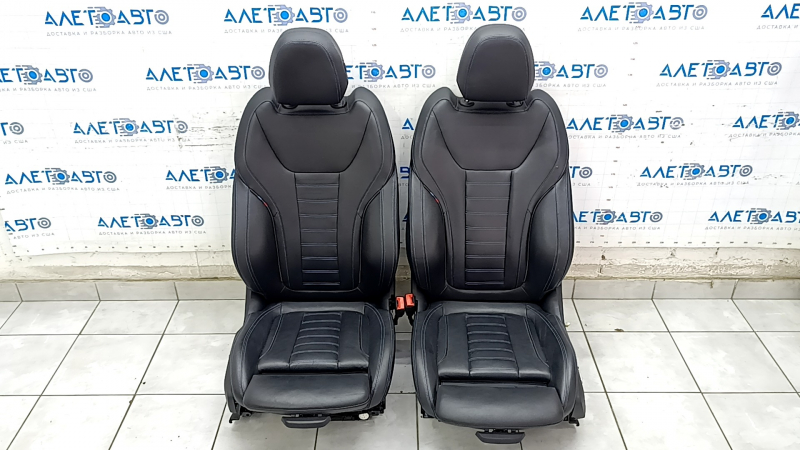 Complete set of seats BMW 3 G20 19-22 with airbag, electric, memory, M Sport, black leather with blue stitching, scratches, dents, rear row for cleaning
