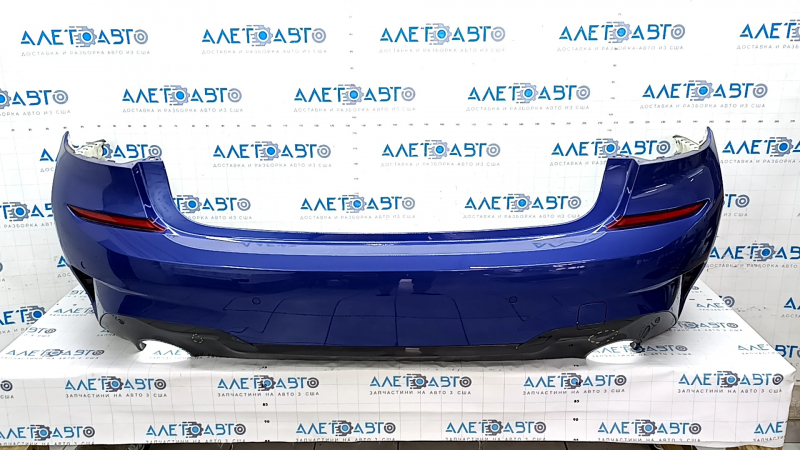 Rear bumper complete BMW 3 G20 19-22 with parking sensors and PMA, with wiring and fasteners, M Sport, blue, dents, scratches