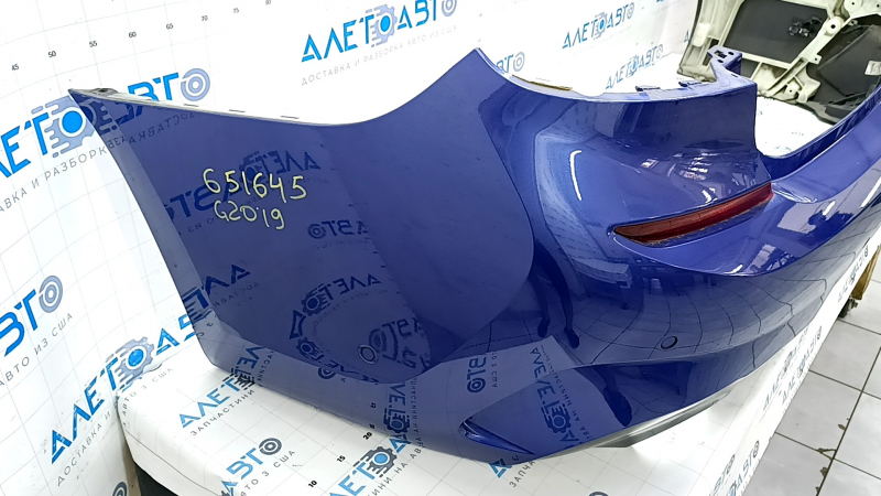 Rear bumper complete BMW 3 G20 19-22 with parking sensors and PMA, with wiring and fasteners, M Sport, blue, dents, scratches