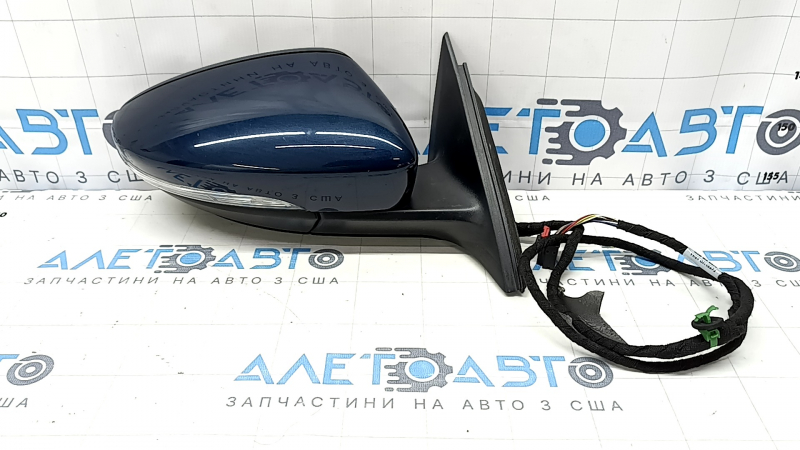 Side mirror right VW Passat 20-22 turn signal, heated, BSM, 10+2 pins, blue