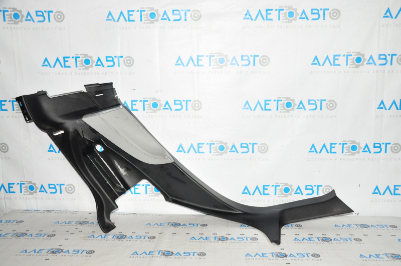 Lower left rear pillar trim Tesla Model S 12-15 pre-restoration, type 1, black, with gray insert, scratches, scuffs, tears, used