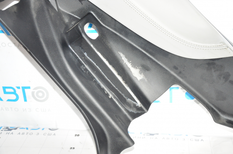 Lower left rear pillar trim Tesla Model S 12-15 pre-restoration, type 1, black, with gray insert, scratches, scuffs, tears, used