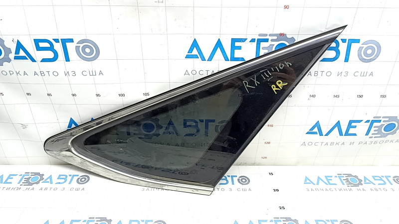 Window blind glass rear right Lexus RX350 RX450h 10-15 chrome, scratches on chrome, cut seal
