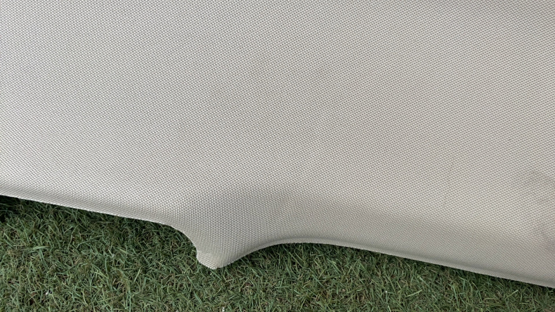 BMW X7 G07 19-22 ceiling trim for panoramic windows and 3rd row air deflectors, Canberra-beige, creases, rusty frame, for dry cleaning, driftwood