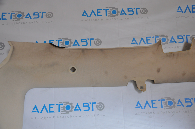 Tesla Model S 12-15 ceiling trim pre-restoration, under panorama, beige, under chemical treatment, tear of fastening, fabric peeled off
