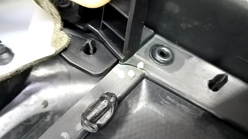 Door trim card rear right Ford Fusion mk5 17-20 black with black insert cloth, armrest leather, molding gray, scratches, crack, break crepe