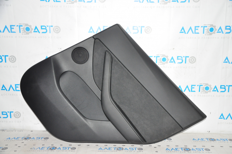 Door trim card rear right Tesla Model Y 20 - leather black, type 1, with backlight, matte lining, with speaker, with suede insert, with window lift control, with door opening button