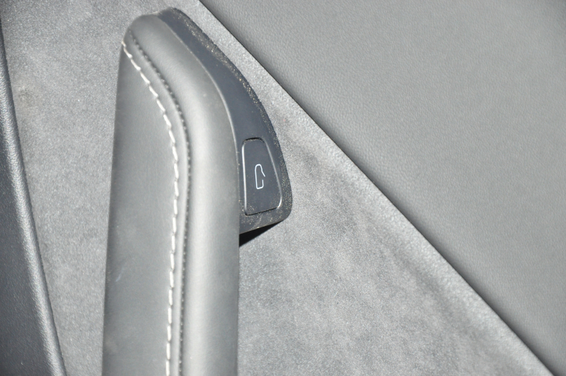 Door trim card rear right Tesla Model Y 20 - leather black, type 1, with backlight, matte lining, with speaker, with suede insert, with window lift control, with door opening button