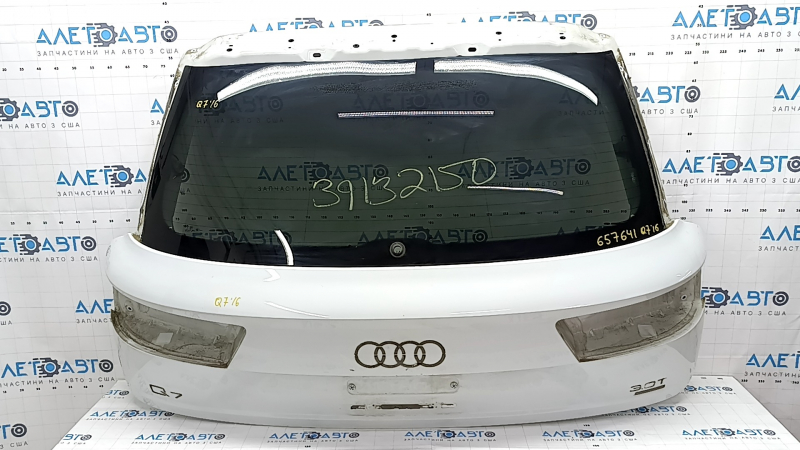 Bare trunk door with glass Audi Q7 16-19 aluminum, white LS9R, heating wire torn off