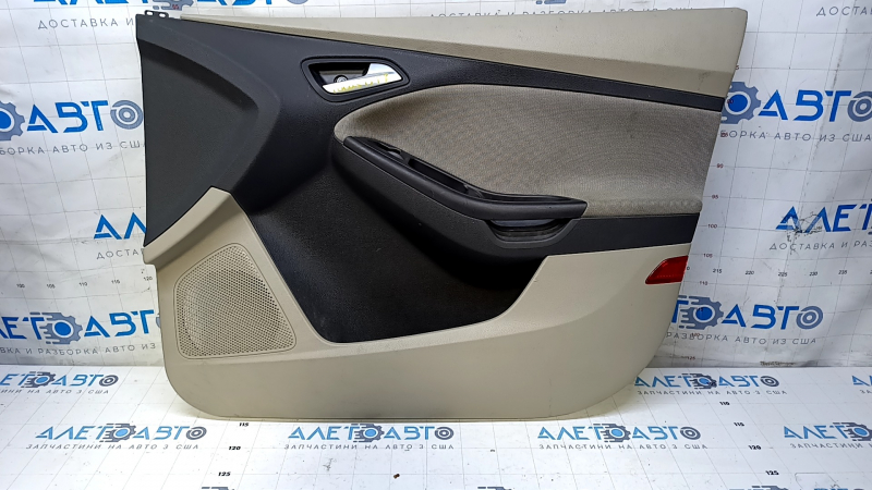 Door trim card front right Ford Focus mk3 11-18 beige, with black insert, armrest cloth, scratches, abrasions, for cleaning