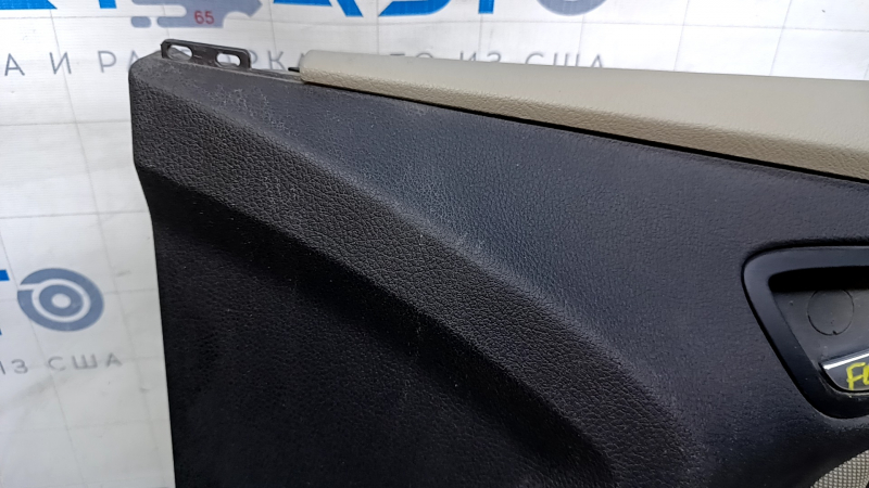 Door trim card front right Ford Focus mk3 11-18 beige, with black insert, armrest beige cloth, scuffs, scratches, needs cleaning