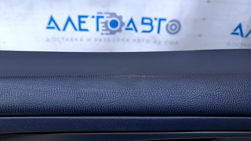 Door trim card front left Mazda CX-9 16- black with black insert leather, armrest black leather, gray molding, dent, cuts, scratches, abrasions