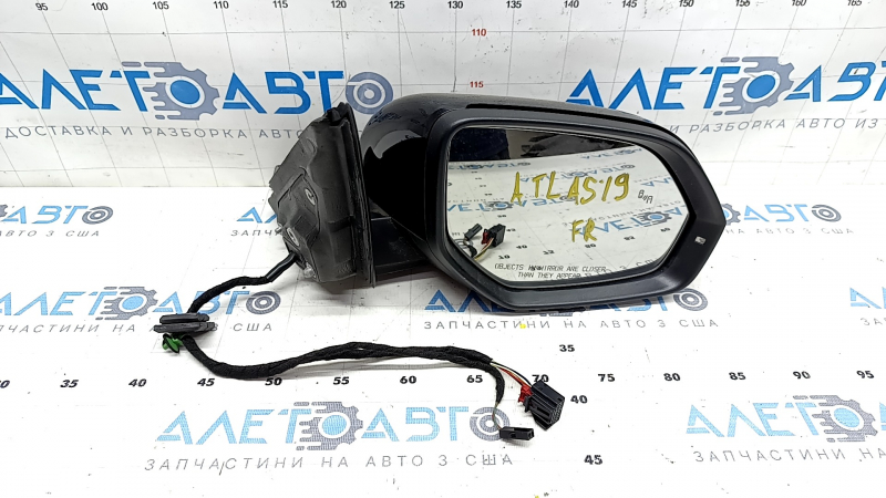 Side mirror right VW Atlas 18- 6+2 pins, BSM, turn signal, black
