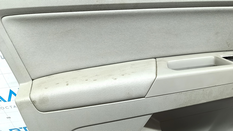 Door trim card front left VW Atlas 18- gray, armrest gray leather, insert under dark wood, gray molding, with tweeter, for cleaning, scratches