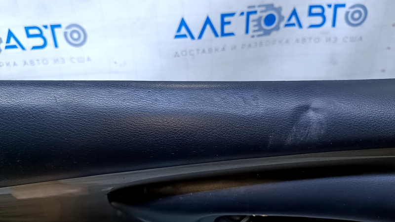 Door trim card front left Nissan Murano z52 15-17 black with black insert leather, armrest black leather, molding gray gloss, scratches, dents, pokes, scuffs, abrasions