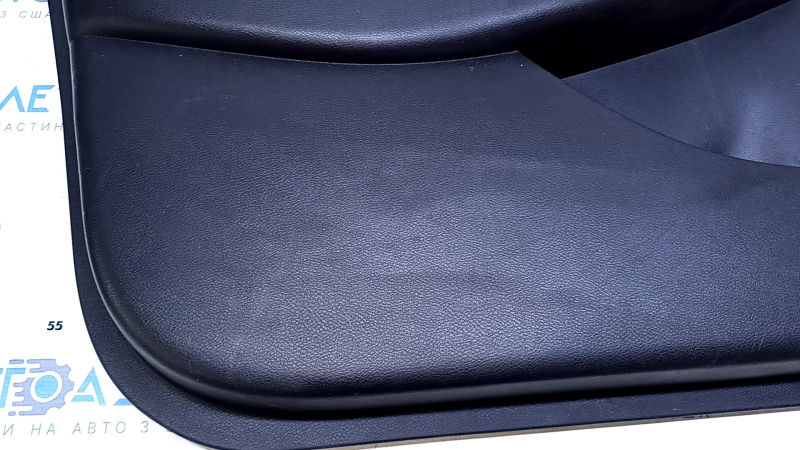 Door trim card front left Nissan Murano z52 15-17 black with black insert leather, armrest black leather, molding gray gloss, scratches, dents, pokes, scuffs, abrasions