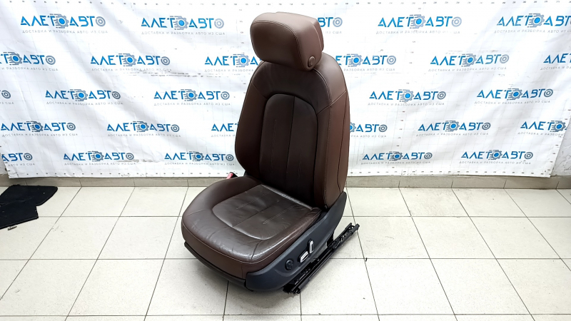 Driver's seat Audi A6 C7 12-18 with airbag, brown leather, without ventilation, heated, electric, bumpers