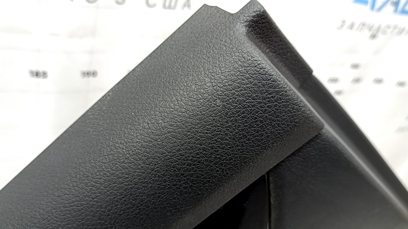 Door trim card rear left Nissan Rogue Sport 17-19 black, armrest leather black, overlay blue gloss, scratches, for dry cleaning