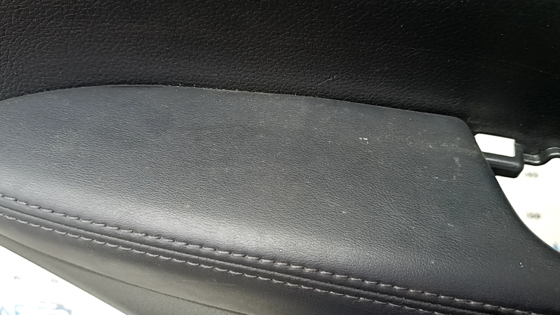 Door trim card rear left Nissan Rogue Sport 17-19 black, armrest leather black, overlay blue gloss, scratches, for dry cleaning