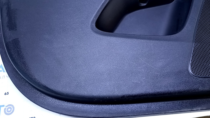 Door trim card front left Jeep Cherokee KL 19 - black with black insert leather, armrest black leather with red stitching, molding dark wood, dent, scuff, abrasions, scratches Used orig