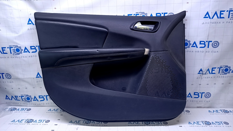 Door trim card front left Dodge Journey 11- black with black insert leather, armrest black leather, black stitching, scuffs, bumps, scratches, burrs Used