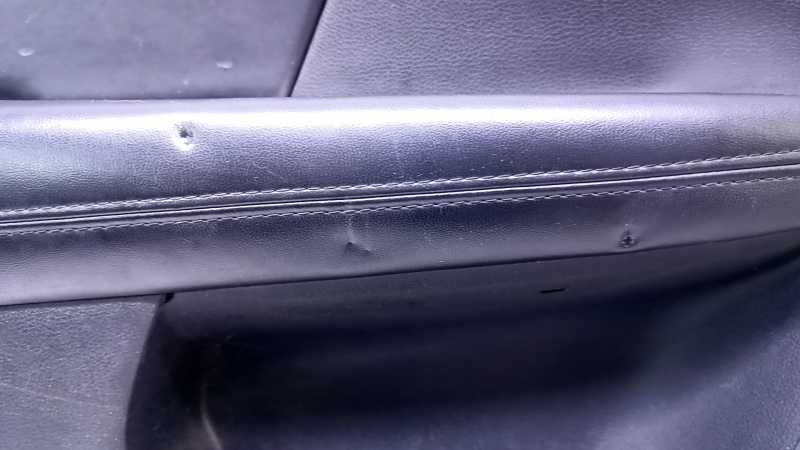 Door trim card front left Dodge Journey 11- black with black insert leather, armrest black leather, black stitching, scuffs, bumps, scratches, burrs Used