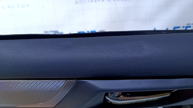 Door trim card front left Subaru Legacy 15-19 black with black insert cloth, armrest black leather, gray molding structure, handle chrome, scratches, dents, abrasions Used
