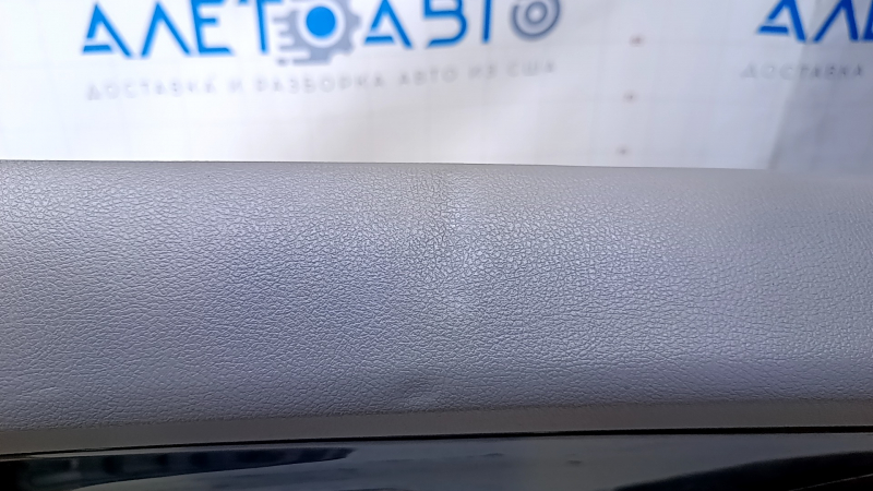 Door trim card front left Buick Encore 13-16 gray with black insert leather, armrest black leather, molding dark gray gloss, swollen leather, dents, bumps, abrasions, scratches Used original