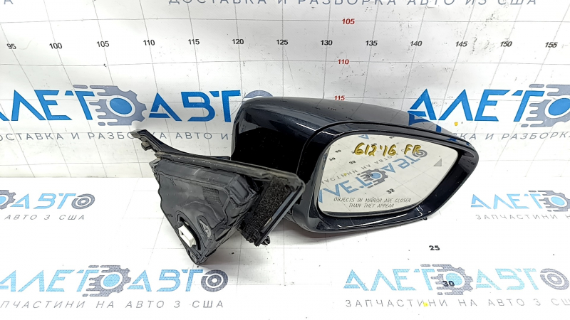 Right side mirror BMW 7 G11 G12 16-22 9 pins, black, bottom black gloss, turn signal, camera, BSM, scratches, chips used