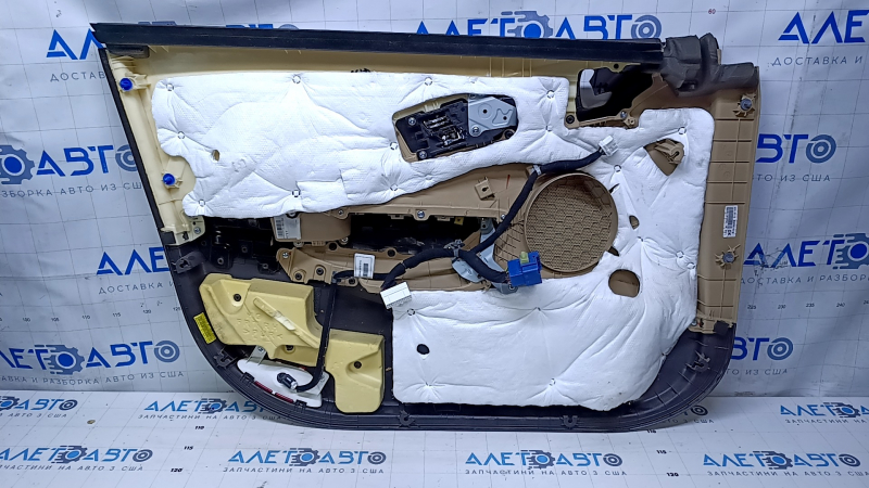 Door trim card front right Hyundai Azera 12-17 beige with black insert, armrest beige leather, molding carbon, DIMENSION, for seat adjustment, scratches, abrasions Used